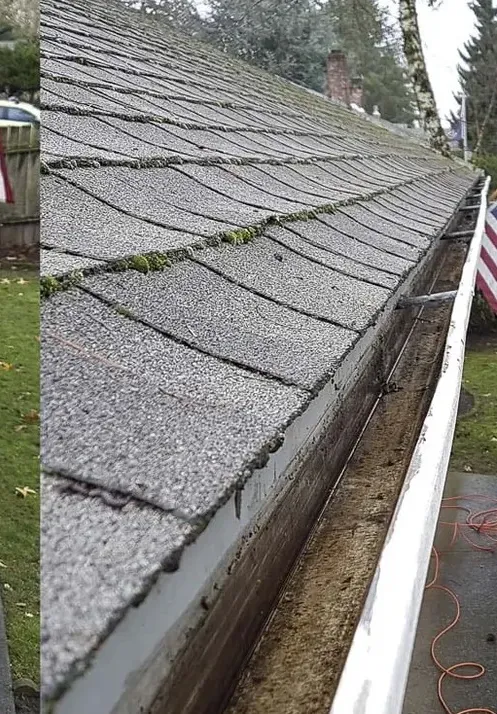 Gutter clean-out: after cleaning by ALWAYS B.I.G. Power Washing Pros
